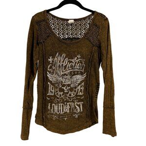 Affliction American Customs Loud & Fast Top Brown Size S‎